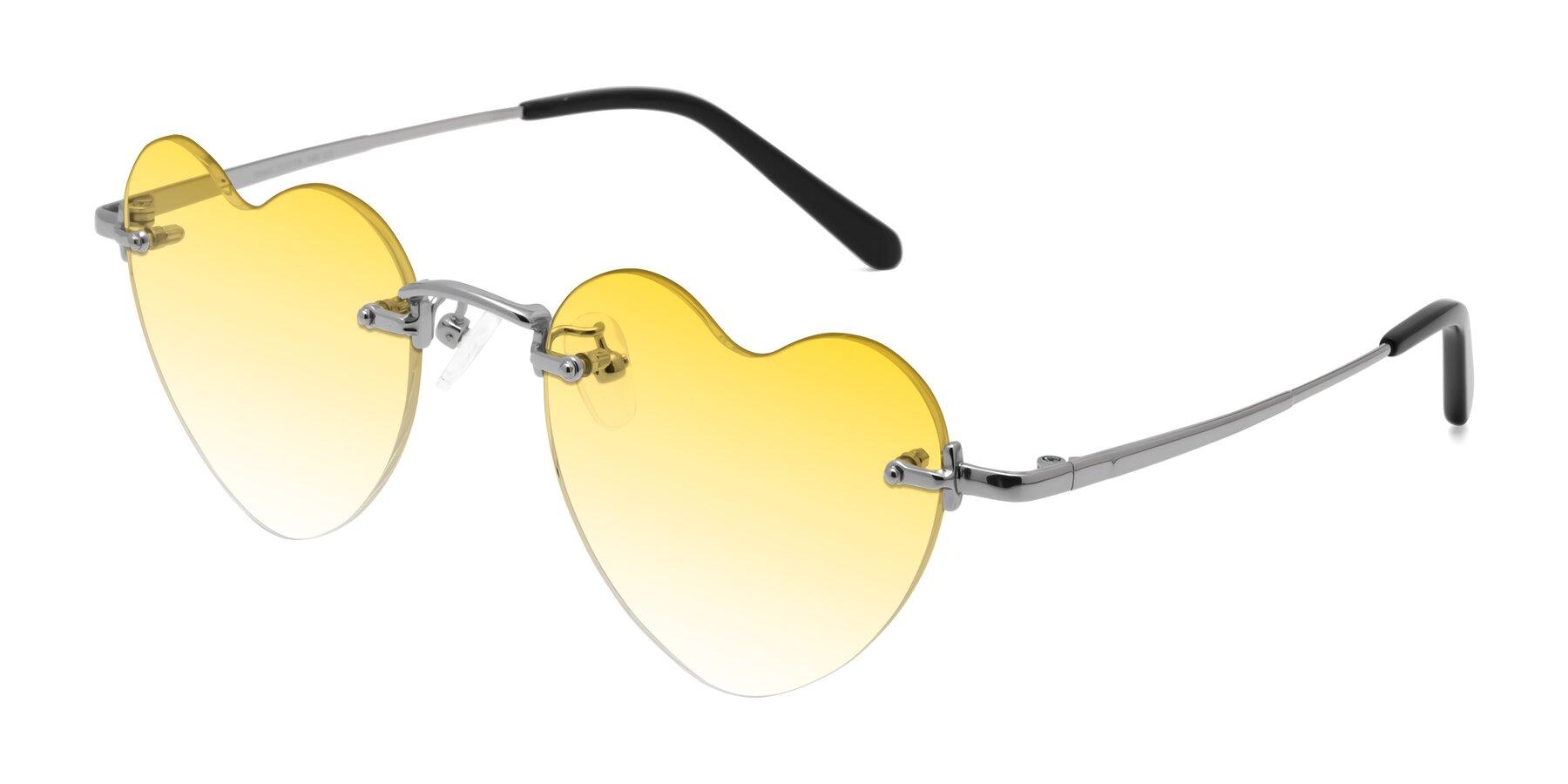 Angle of Heart in Silver with Yellow Gradient Lenses