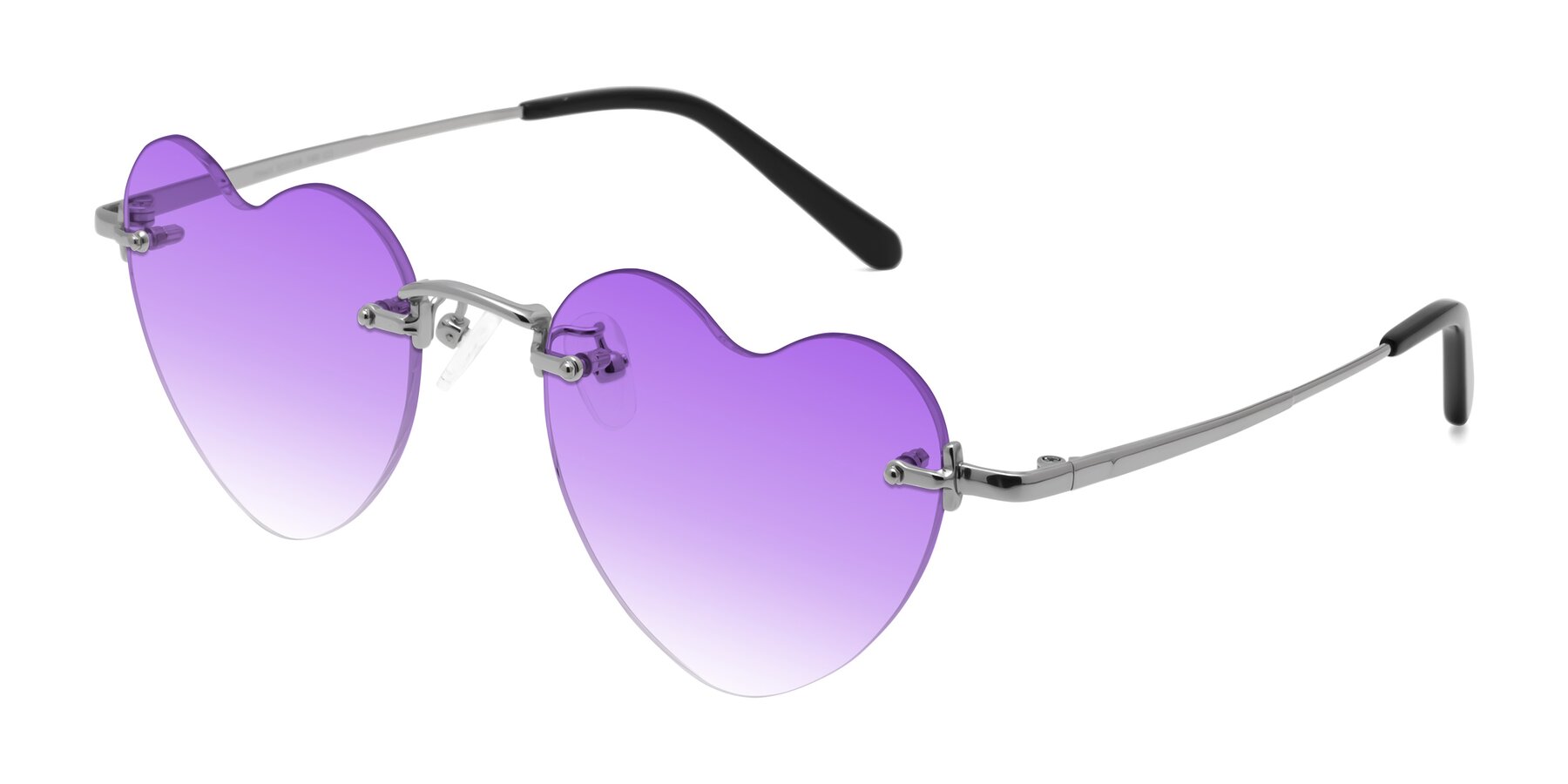 Angle of Heart in Silver with Purple Gradient Lenses