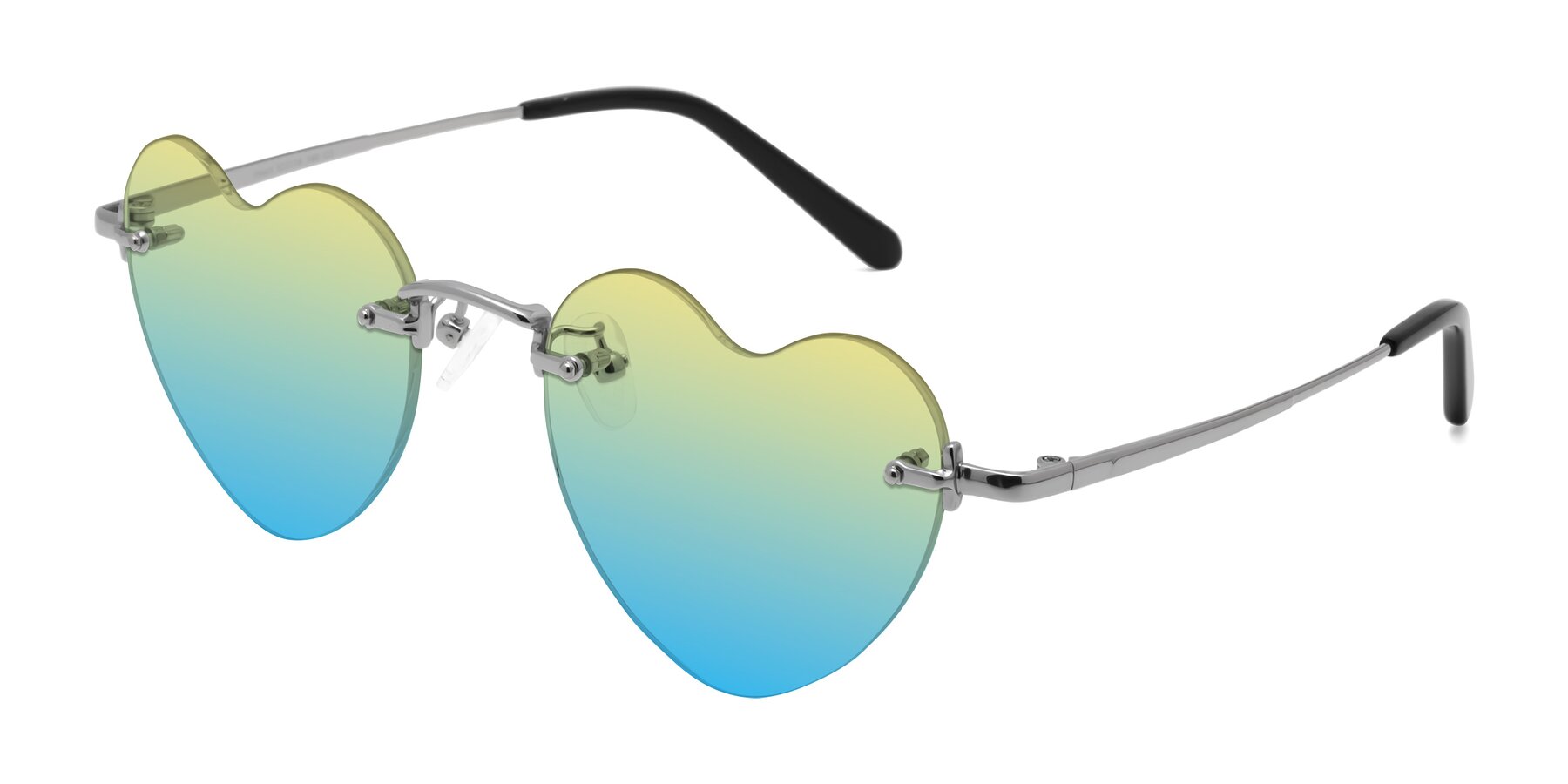 Angle of Heart in Silver with Yellow / Blue Gradient Lenses