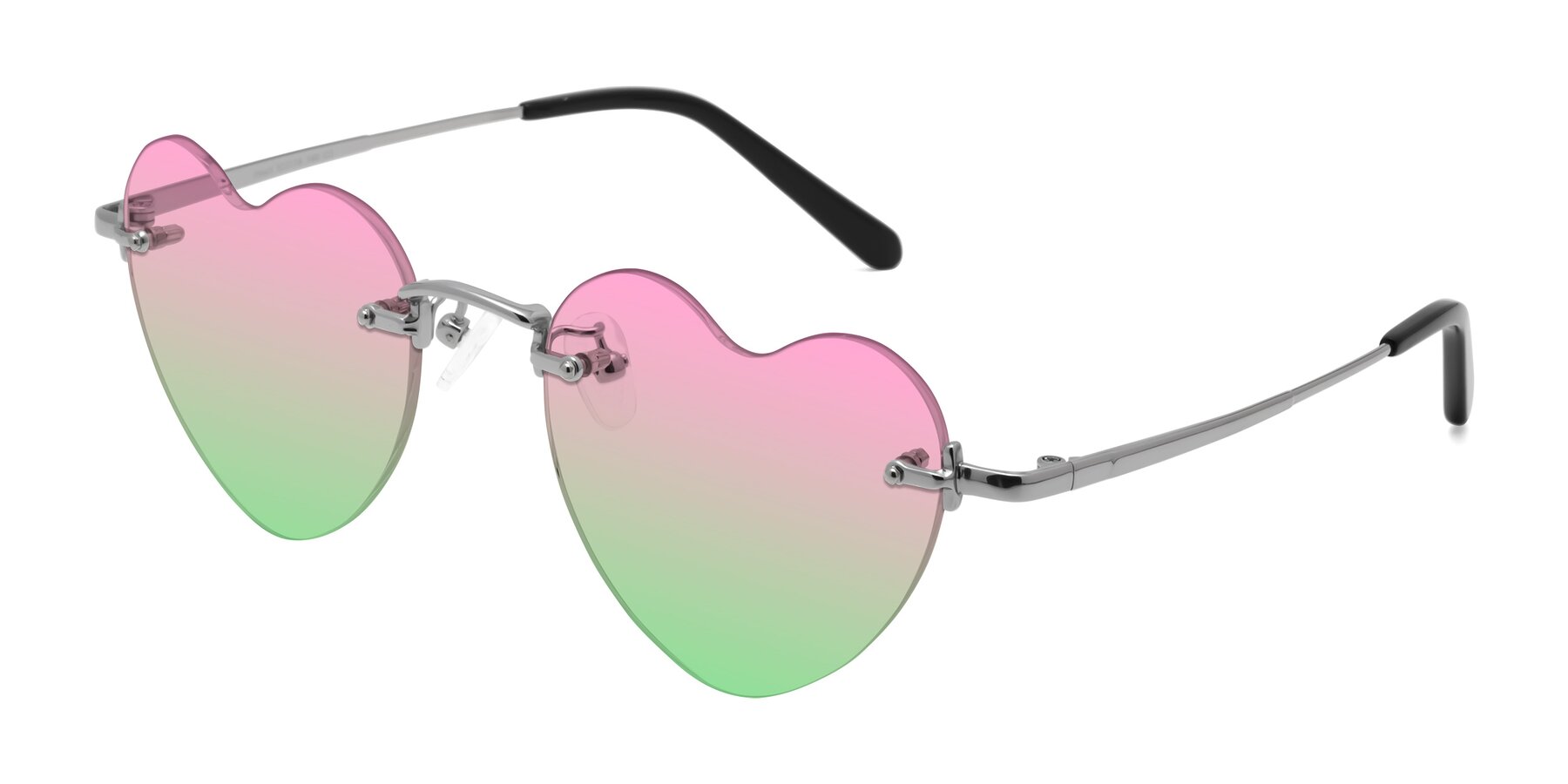 Angle of Heart in Silver with Pink / Green Gradient Lenses