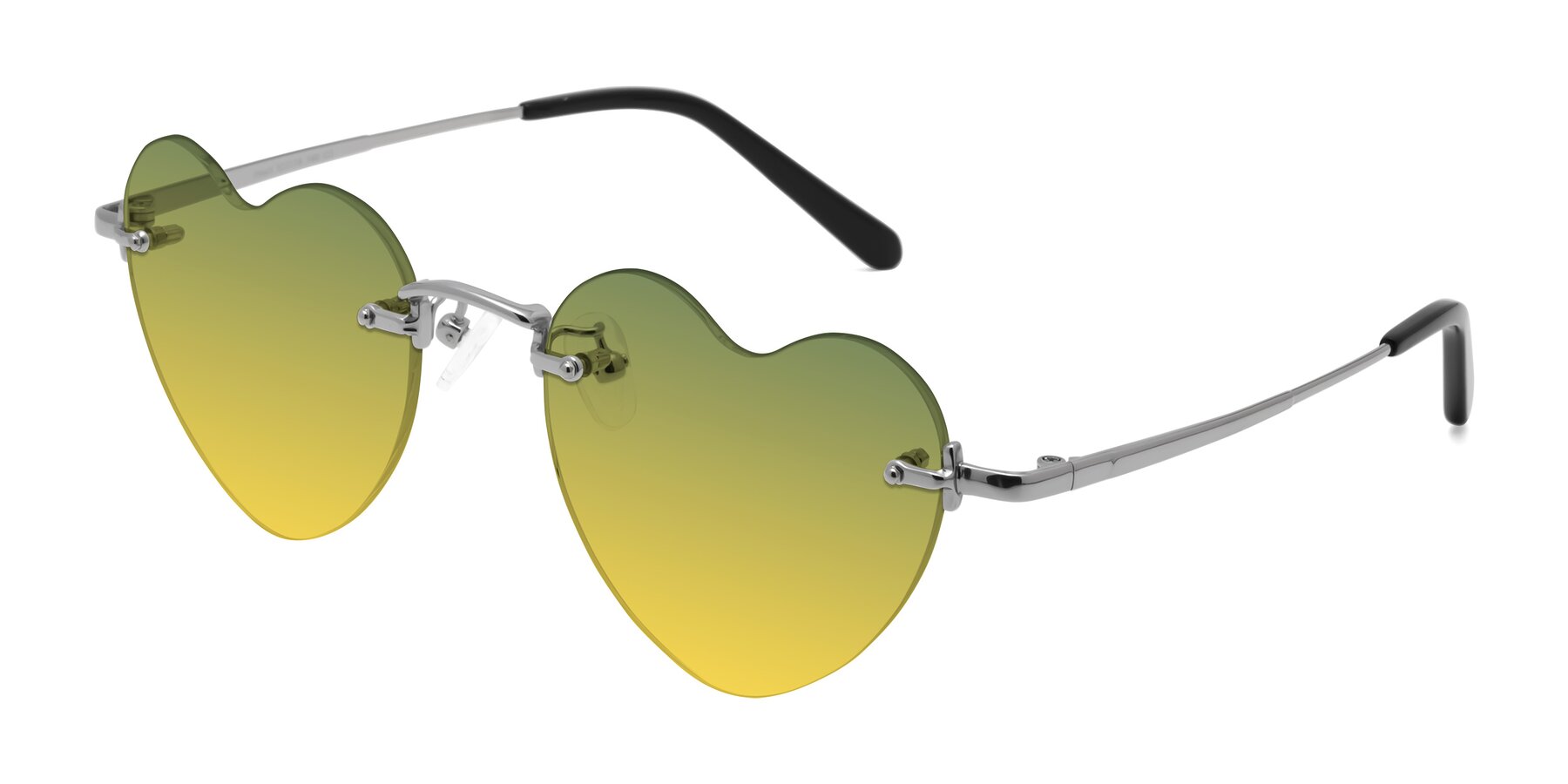 Angle of Heart in Silver with Green / Yellow Gradient Lenses