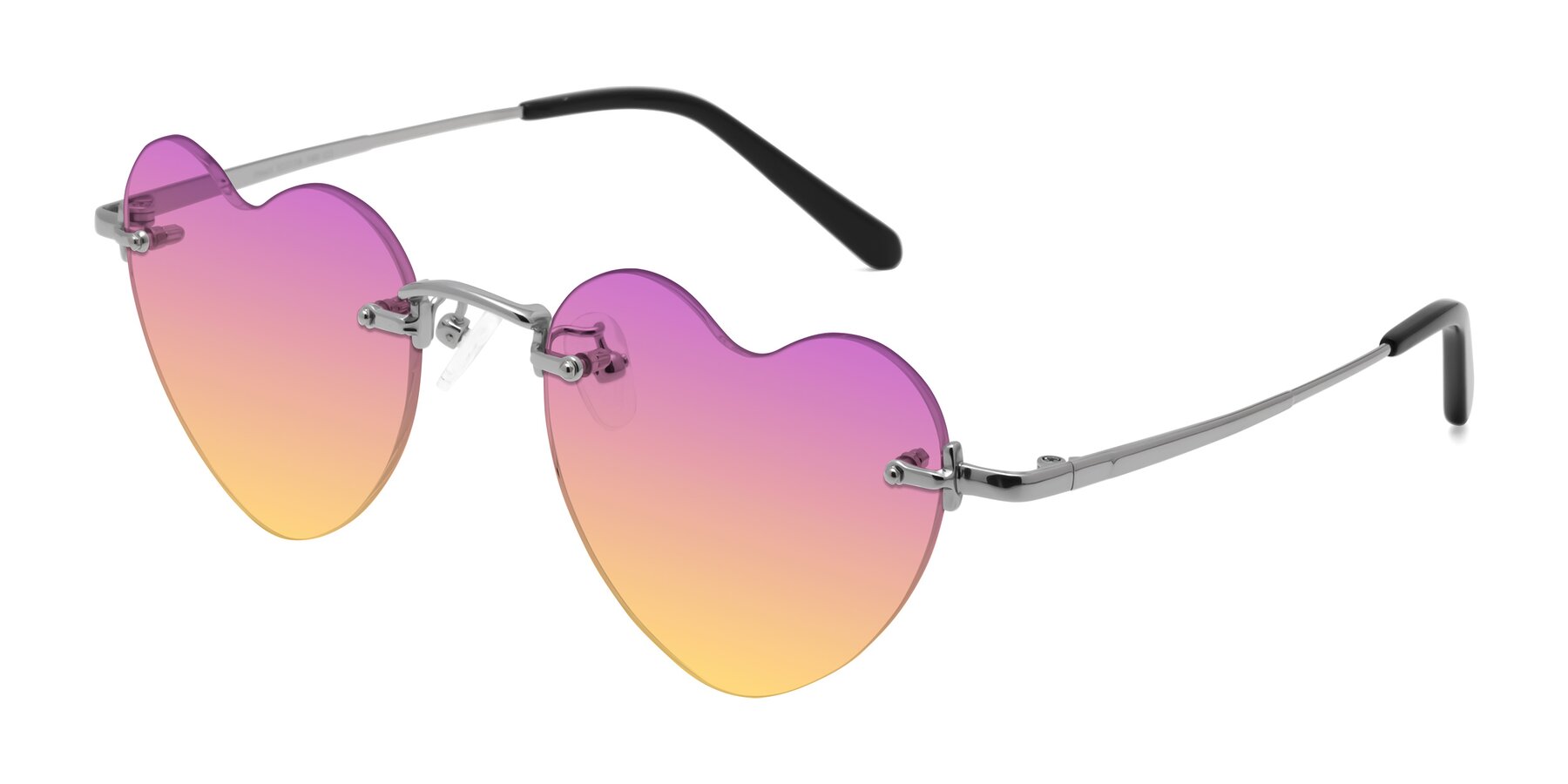 Angle of Heart in Silver with Purple / Yellow Gradient Lenses