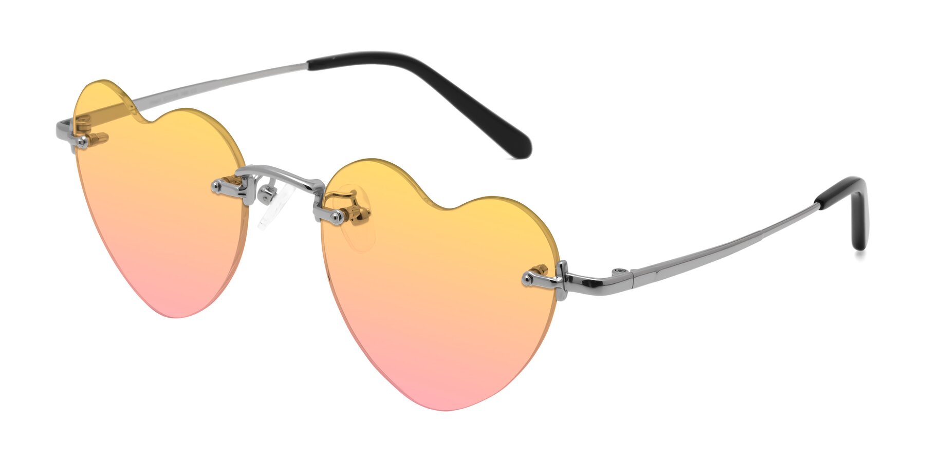 Angle of Heart in Silver with Yellow / Pink Gradient Lenses