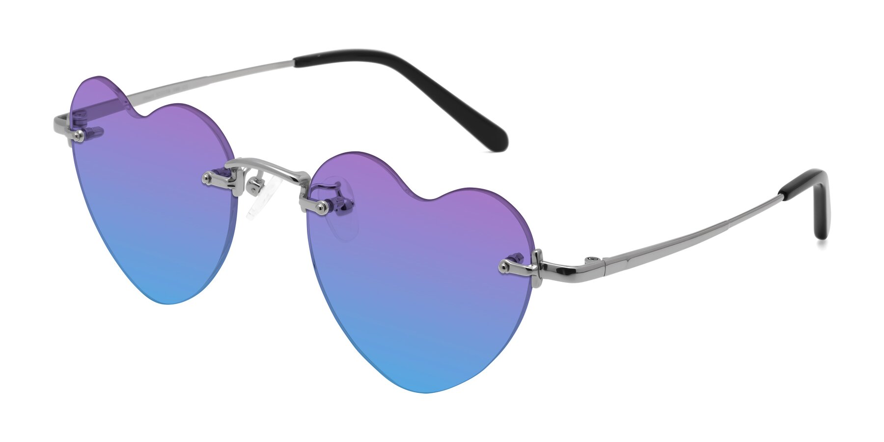 Angle of Heart in Silver with Purple / Blue Gradient Lenses