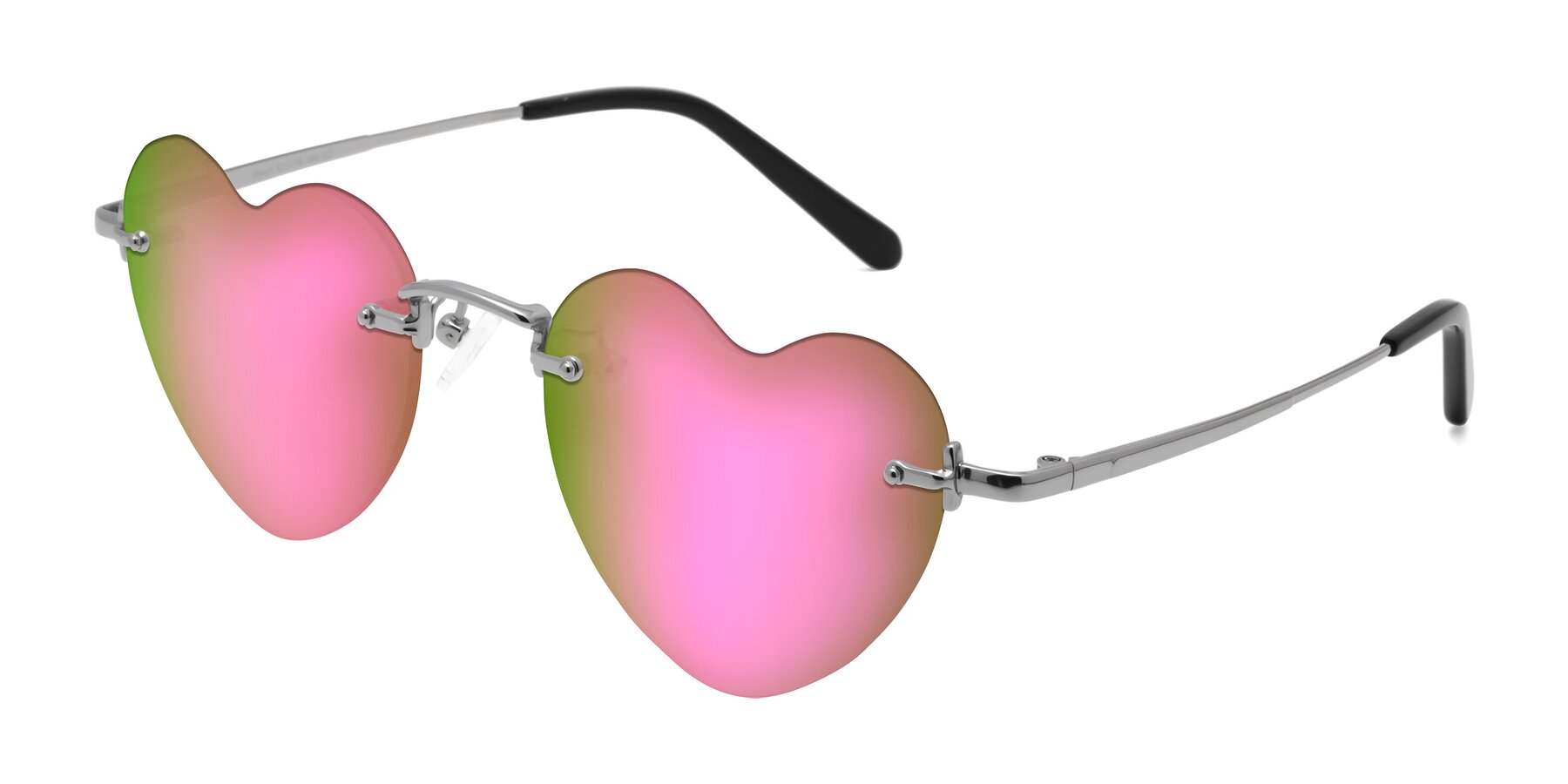 Angle of Heart in Silver with Pink Mirrored Lenses