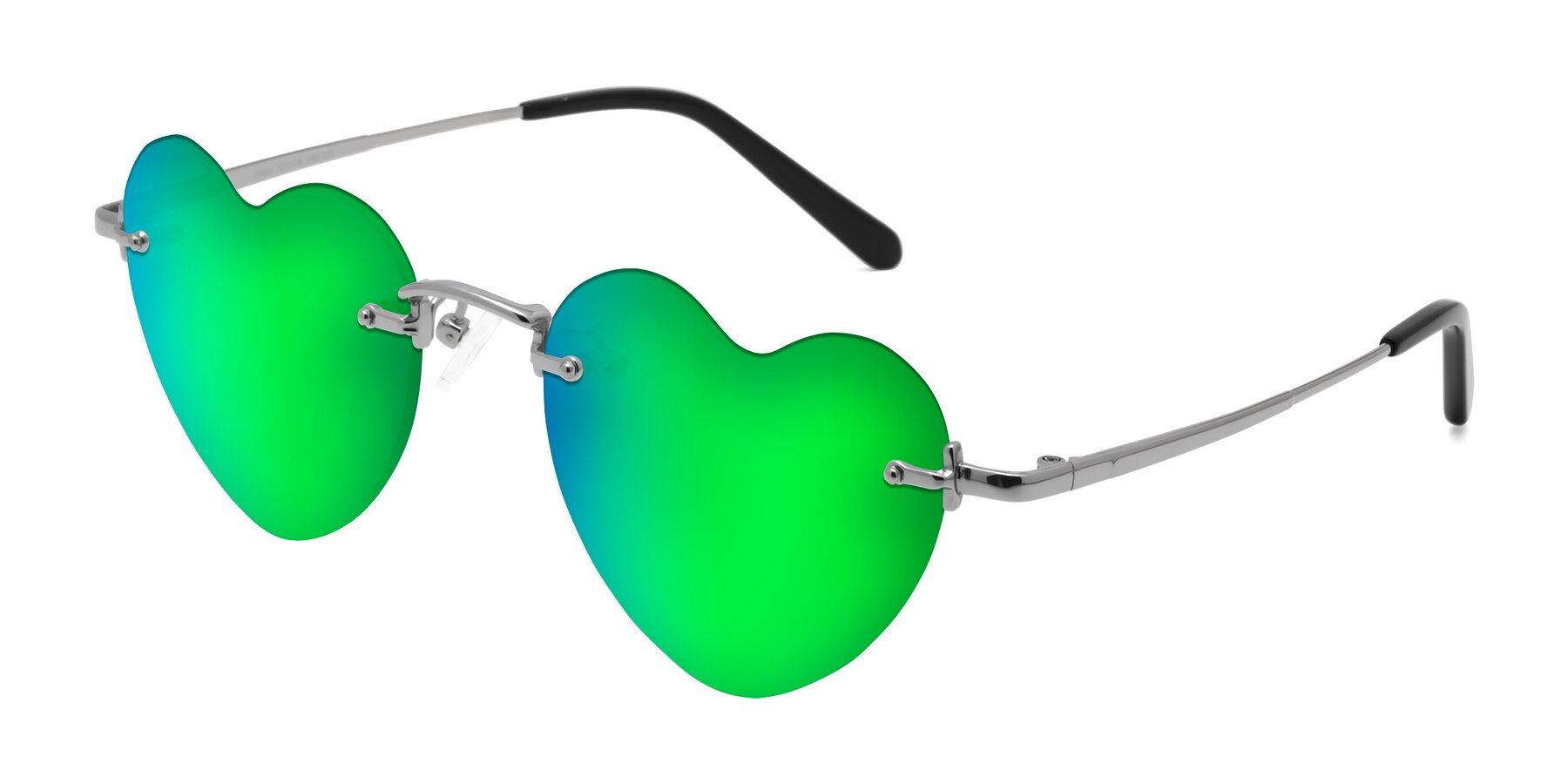 Angle of Heart in Silver with Green Mirrored Lenses