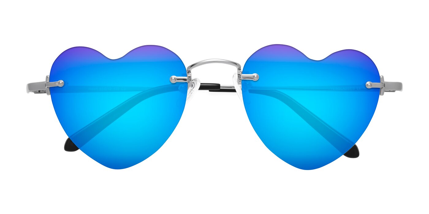 Heart - Silver Flash Mirrored Sunglasses