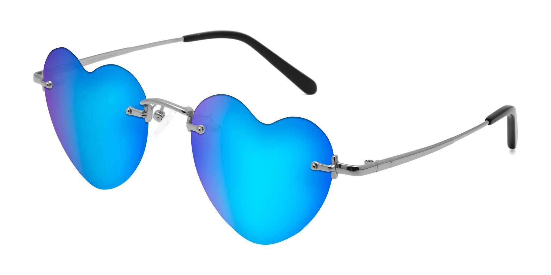 Angle of Heart in Silver with Blue Mirrored Lenses