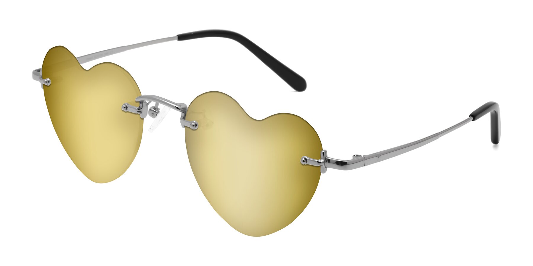 Angle of Heart in Silver with Gold Mirrored Lenses