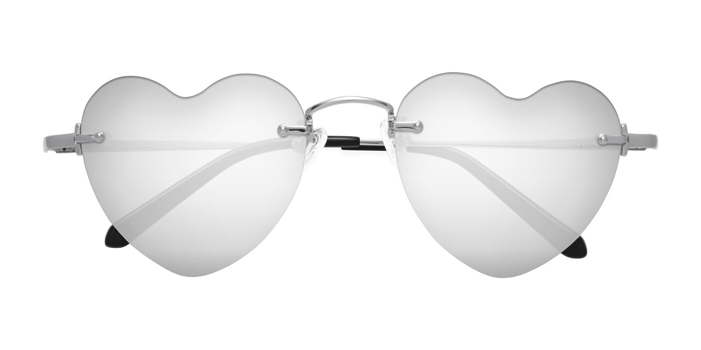 Heart - Silver Flash Mirrored Sunglasses