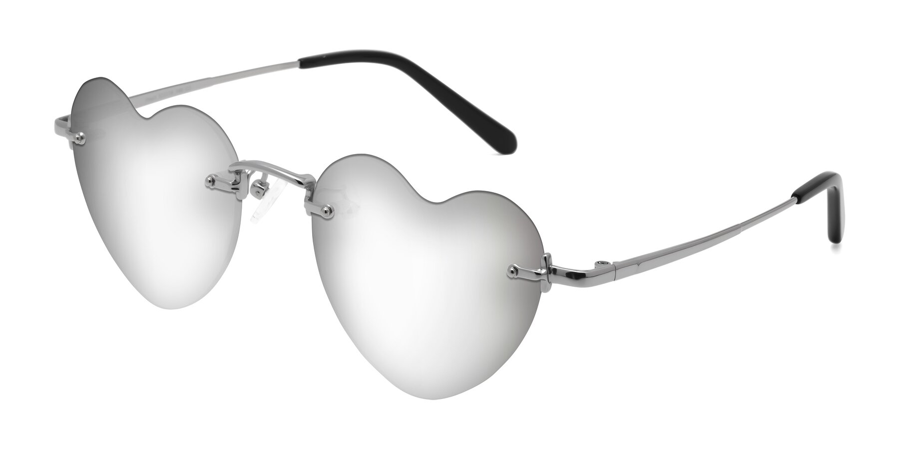 Angle of Heart in Silver with Silver Mirrored Lenses