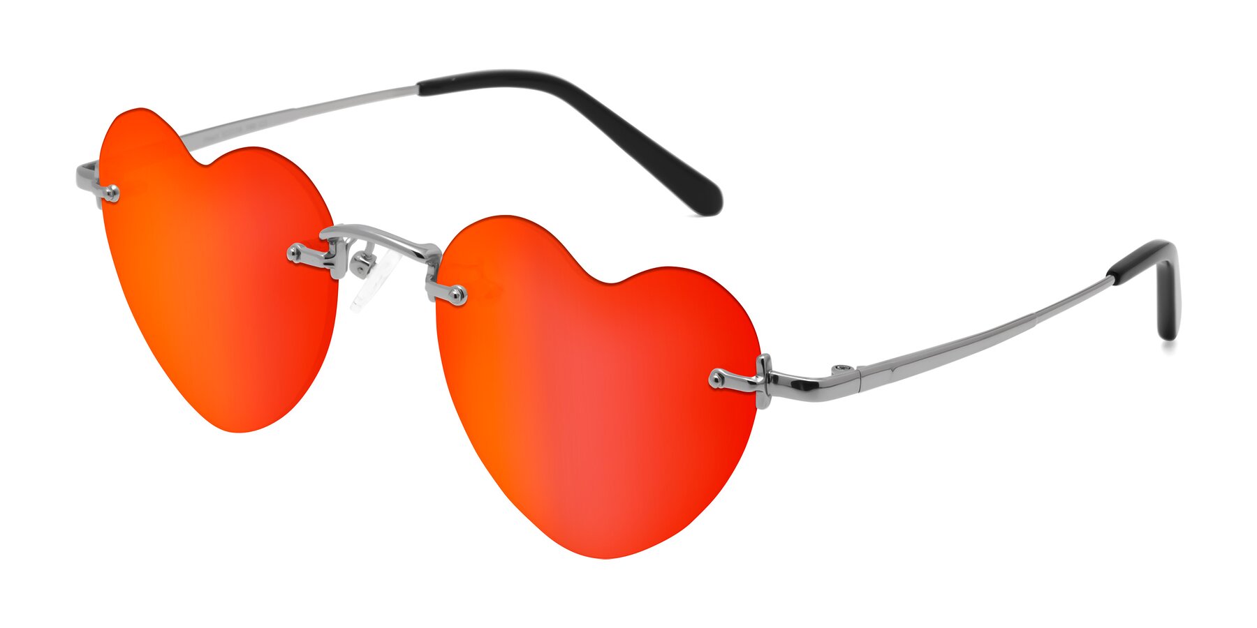 Angle of Heart in Silver with Red Gold Mirrored Lenses