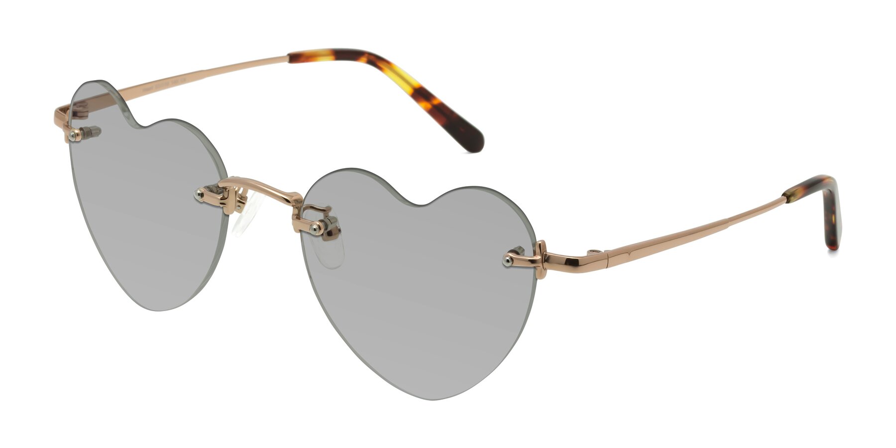 Angle of Heart in Rose Gold with Light Gray Tinted Lenses