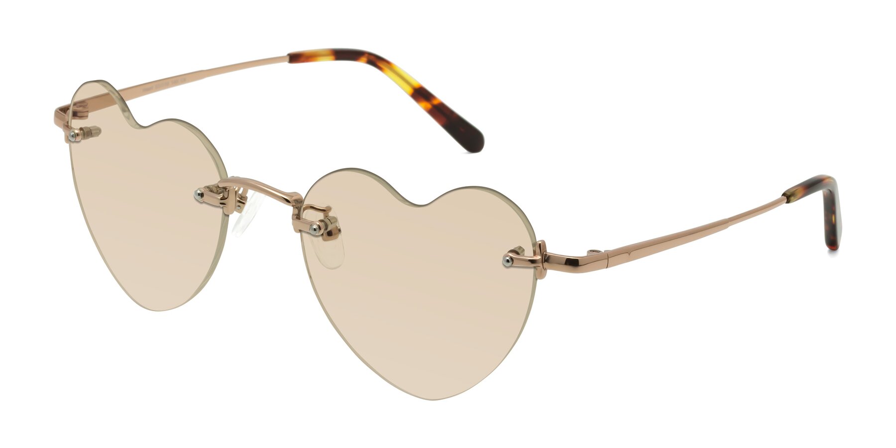 Angle of Heart in Rose Gold with Light Brown Tinted Lenses