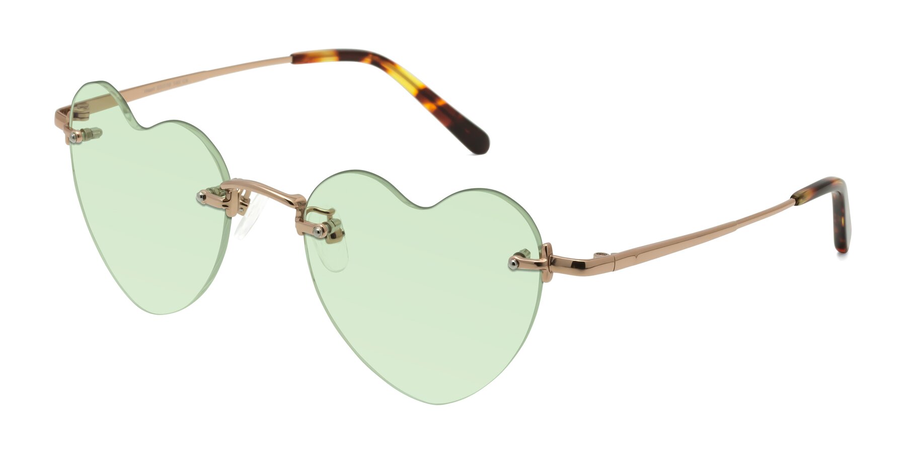 Angle of Heart in Rose Gold with Light Green Tinted Lenses