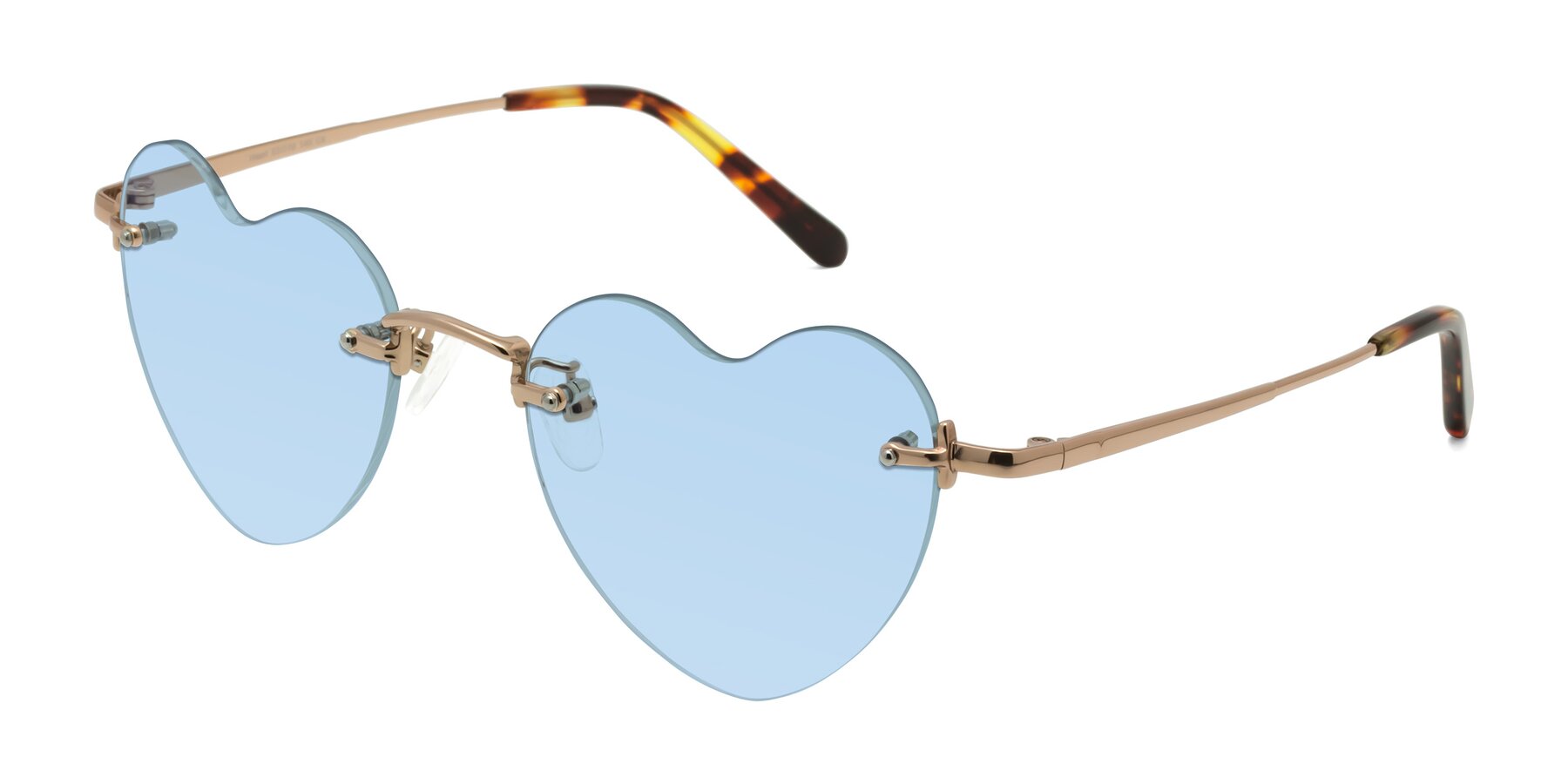 Angle of Heart in Rose Gold with Light Blue Tinted Lenses