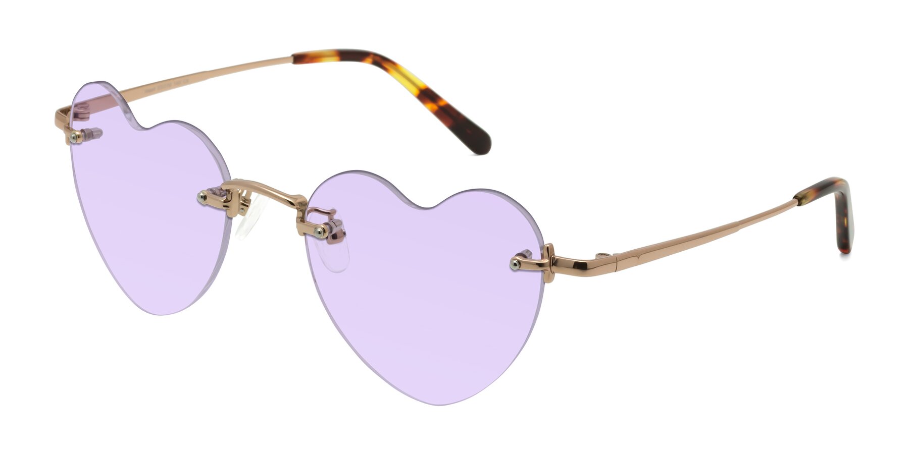 Angle of Heart in Rose Gold with Light Purple Tinted Lenses