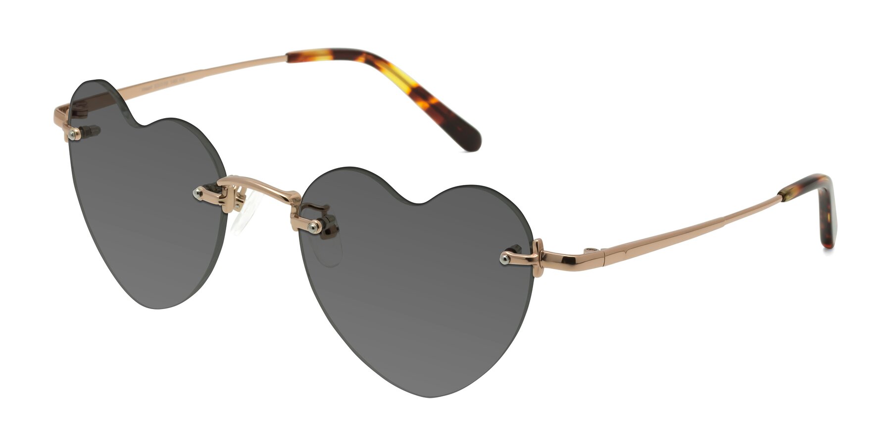 Angle of Heart in Rose Gold with Medium Gray Tinted Lenses