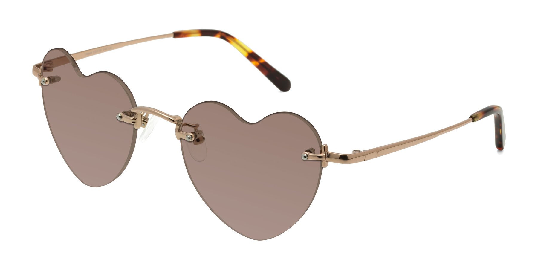 Angle of Heart in Rose Gold with Medium Brown Tinted Lenses