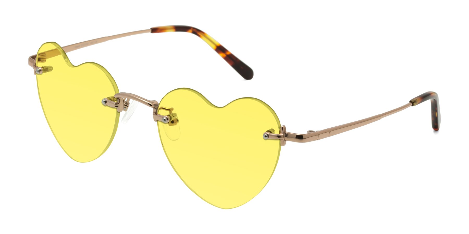 Angle of Heart in Rose Gold with Medium Yellow Tinted Lenses