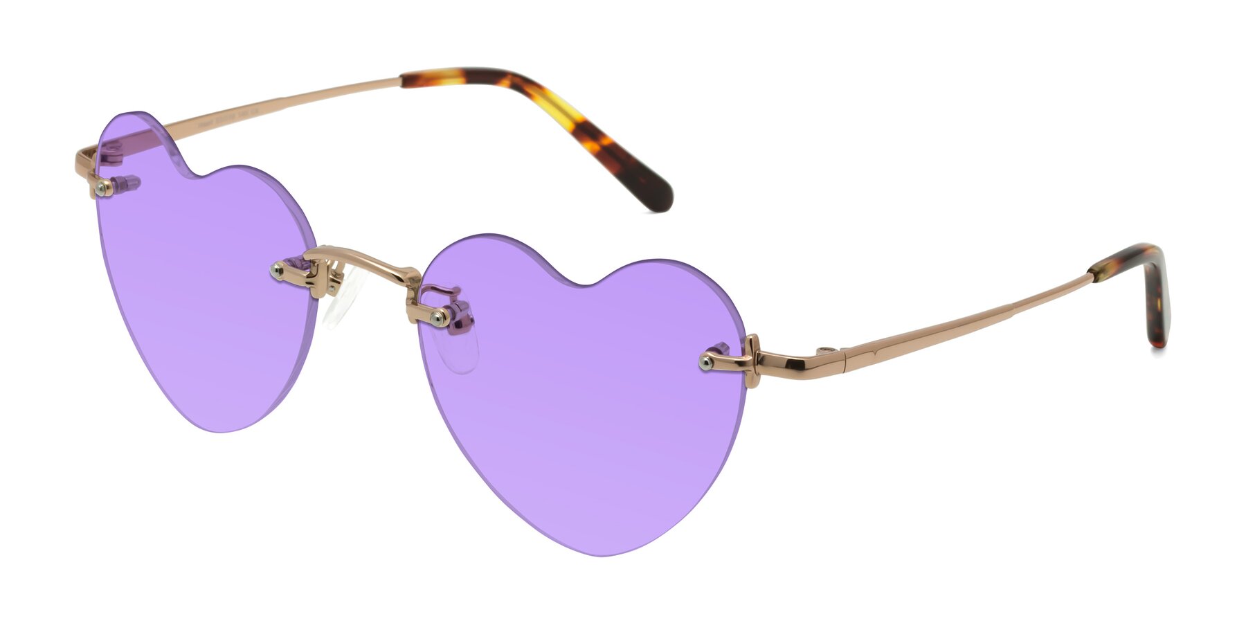 Angle of Heart in Rose Gold with Medium Purple Tinted Lenses