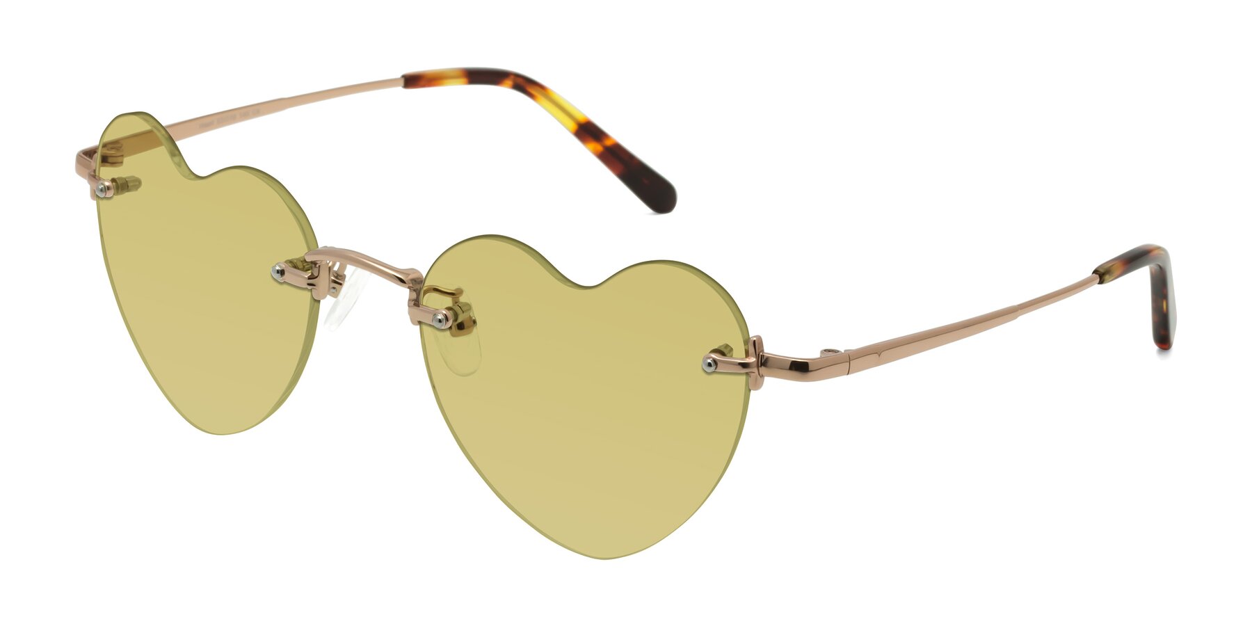 Angle of Heart in Rose Gold with Medium Champagne Tinted Lenses