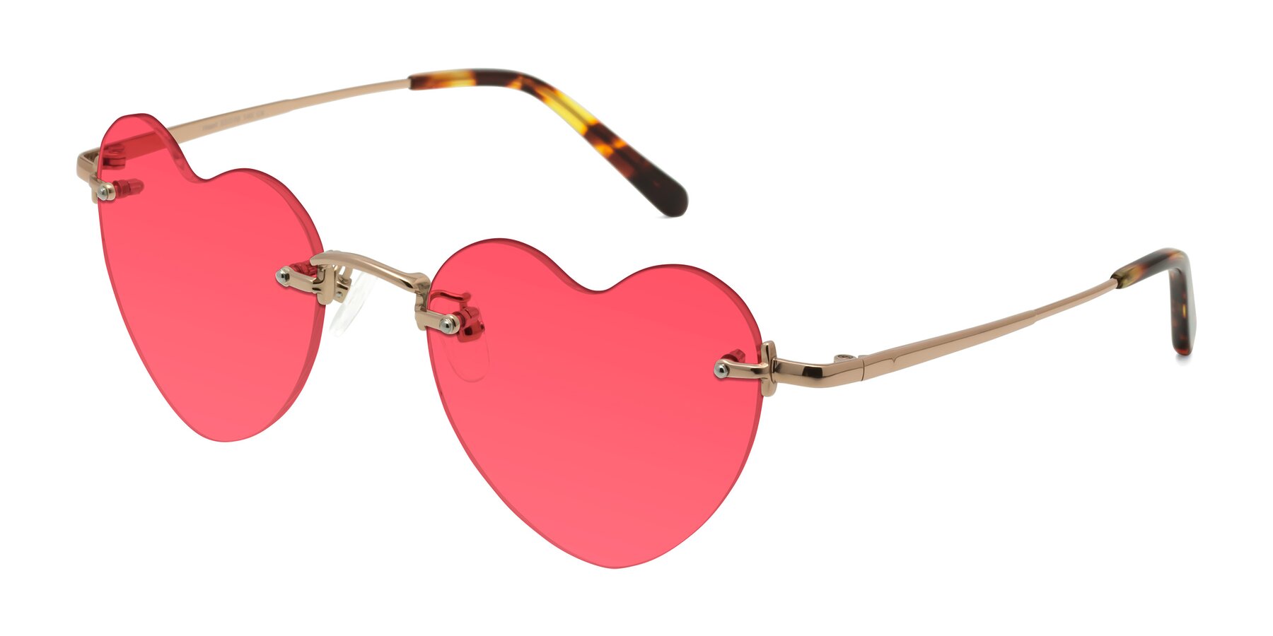 Angle of Heart in Rose Gold with Red Tinted Lenses