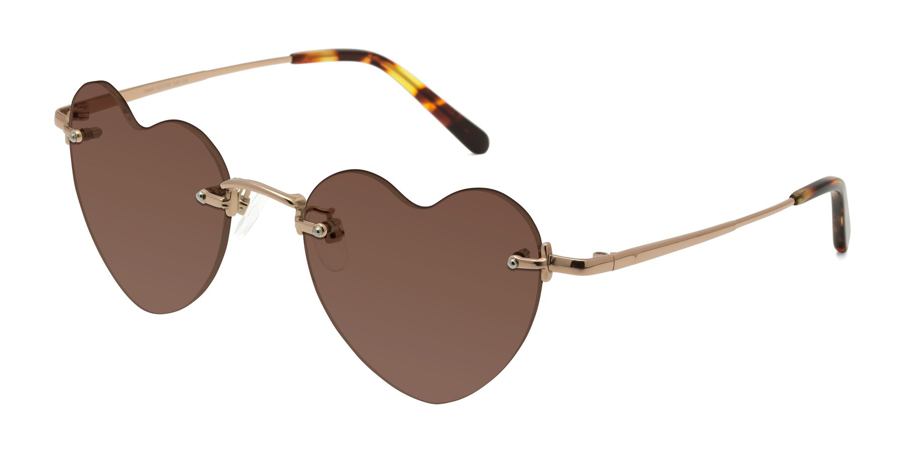 Angle of Heart in Rose Gold with Brown Tinted Lenses