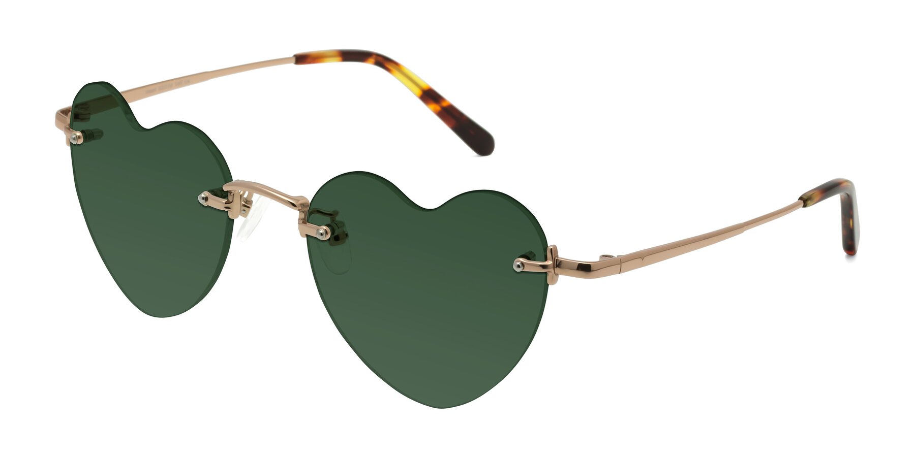 Angle of Heart in Rose Gold with Green Tinted Lenses