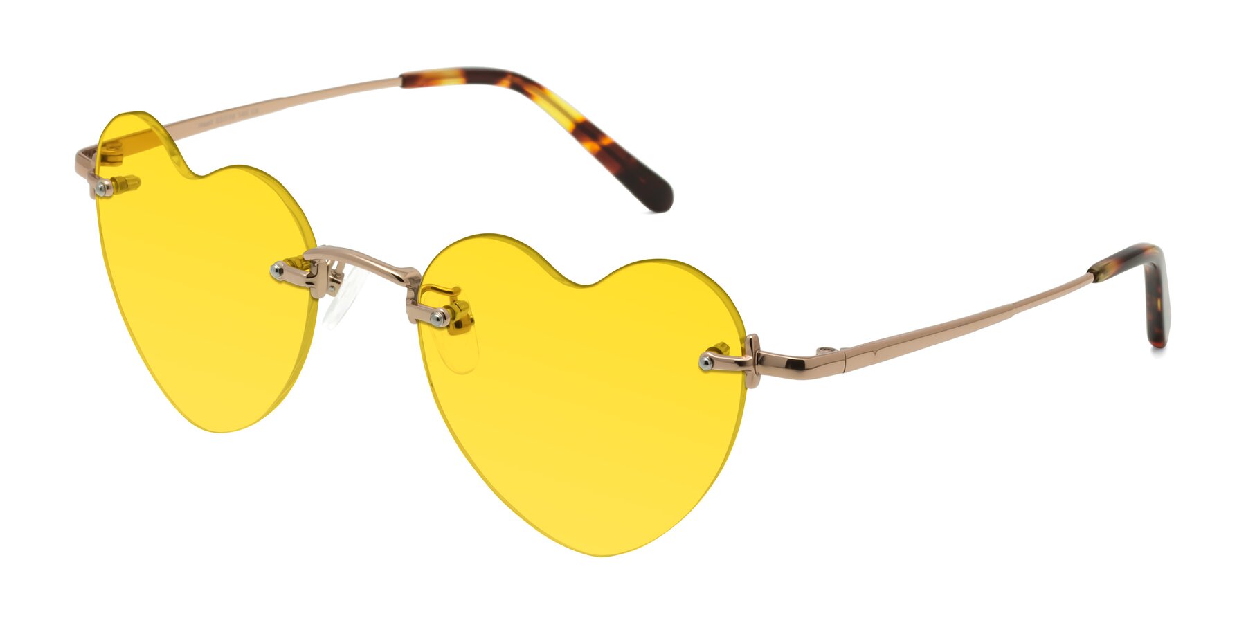 Angle of Heart in Rose Gold with Yellow Tinted Lenses