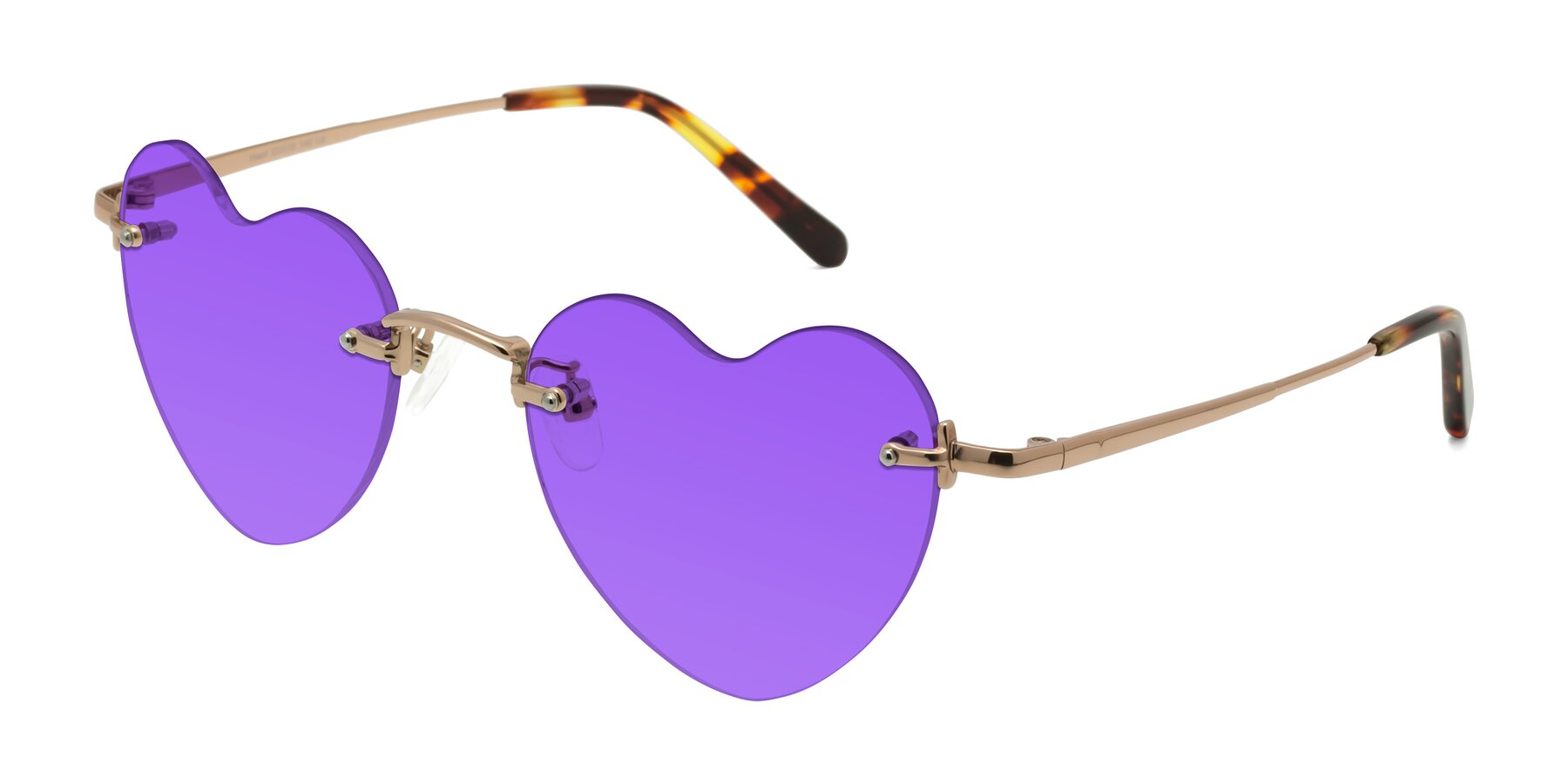 Angle of Heart in Rose Gold with Purple Tinted Lenses