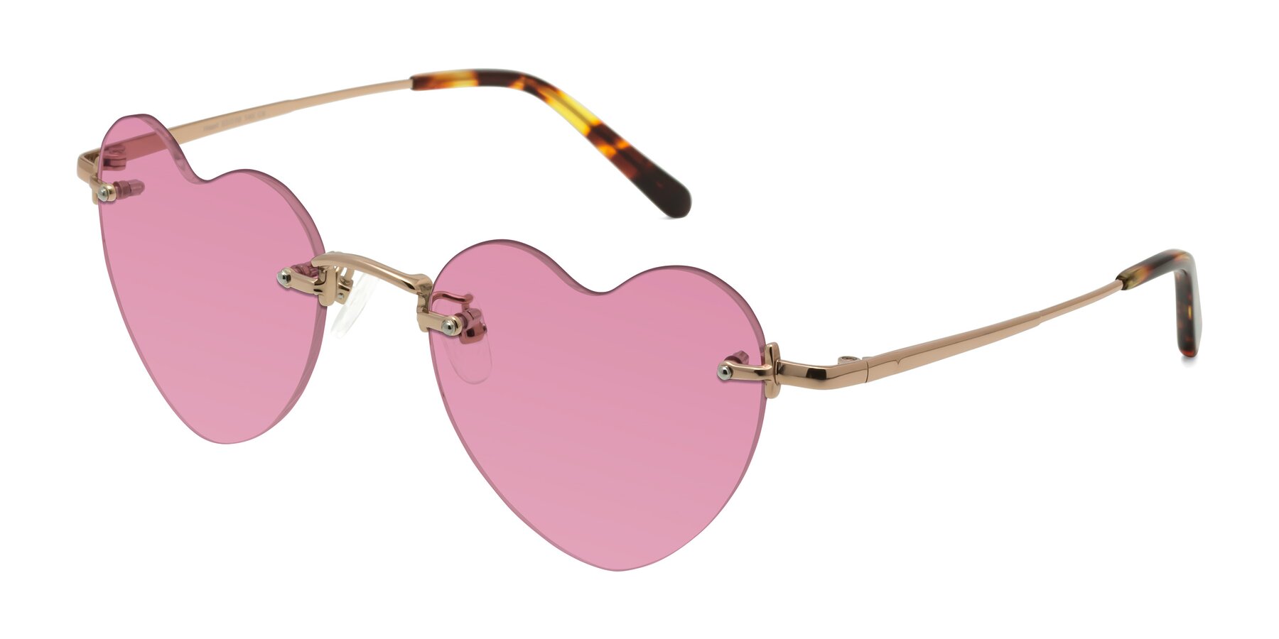 Angle of Heart in Rose Gold with Medium Wine Tinted Lenses