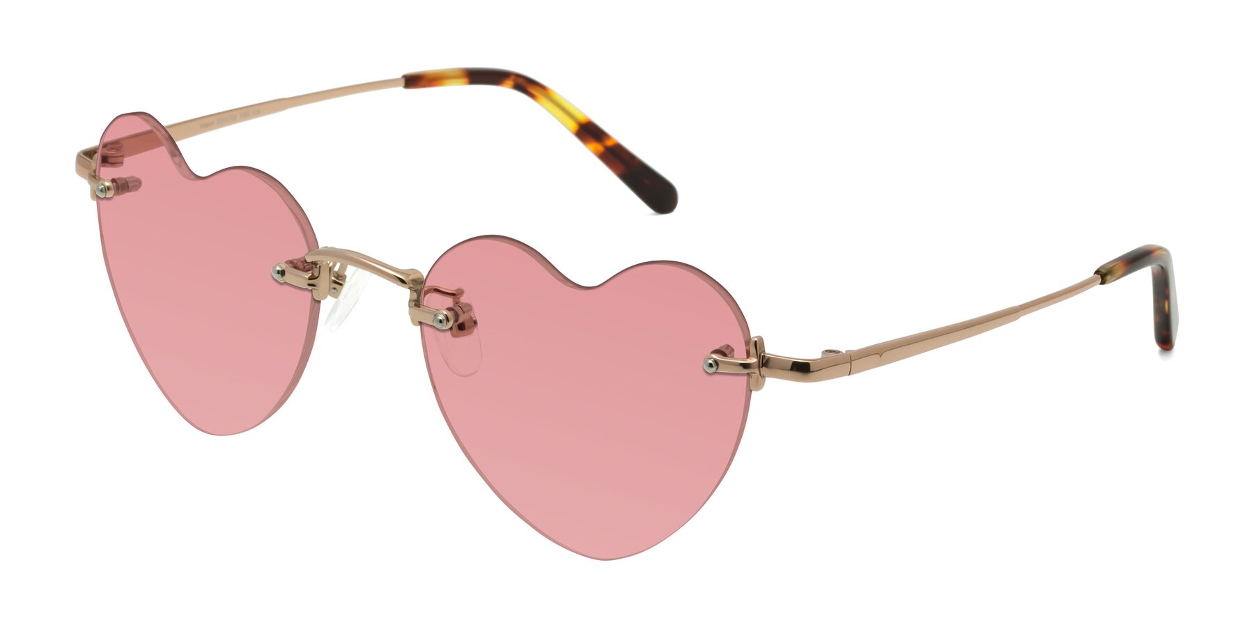 Angle of Heart in Rose Gold with Medium Garnet Tinted Lenses