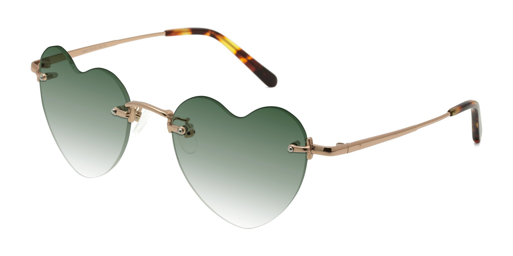 Angle of Heart in Rose Gold with Green Gradient Lenses