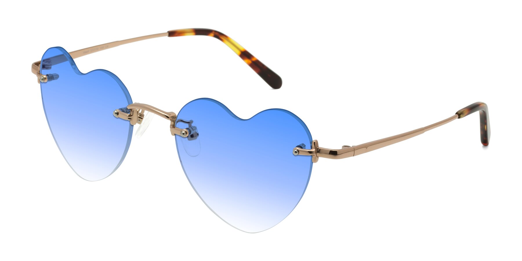 Angle of Heart in Rose Gold with Blue Gradient Lenses