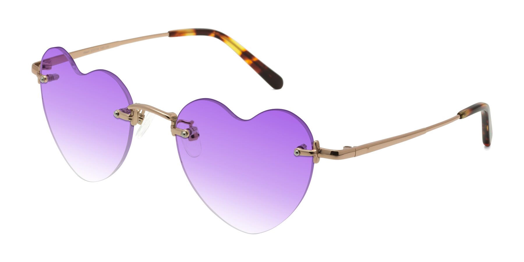 Angle of Heart in Rose Gold with Purple Gradient Lenses