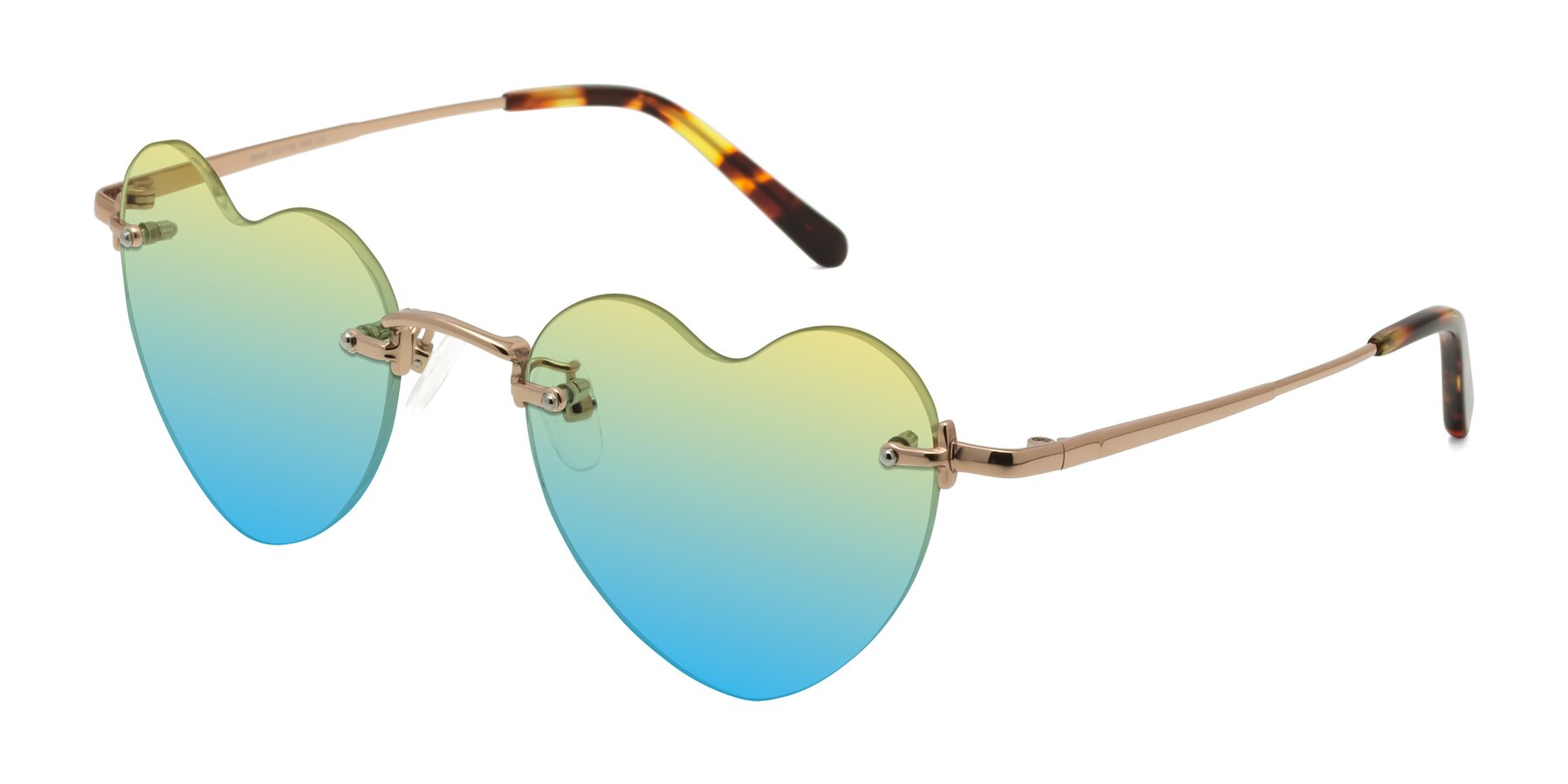 Angle of Heart in Rose Gold with Yellow / Blue Gradient Lenses