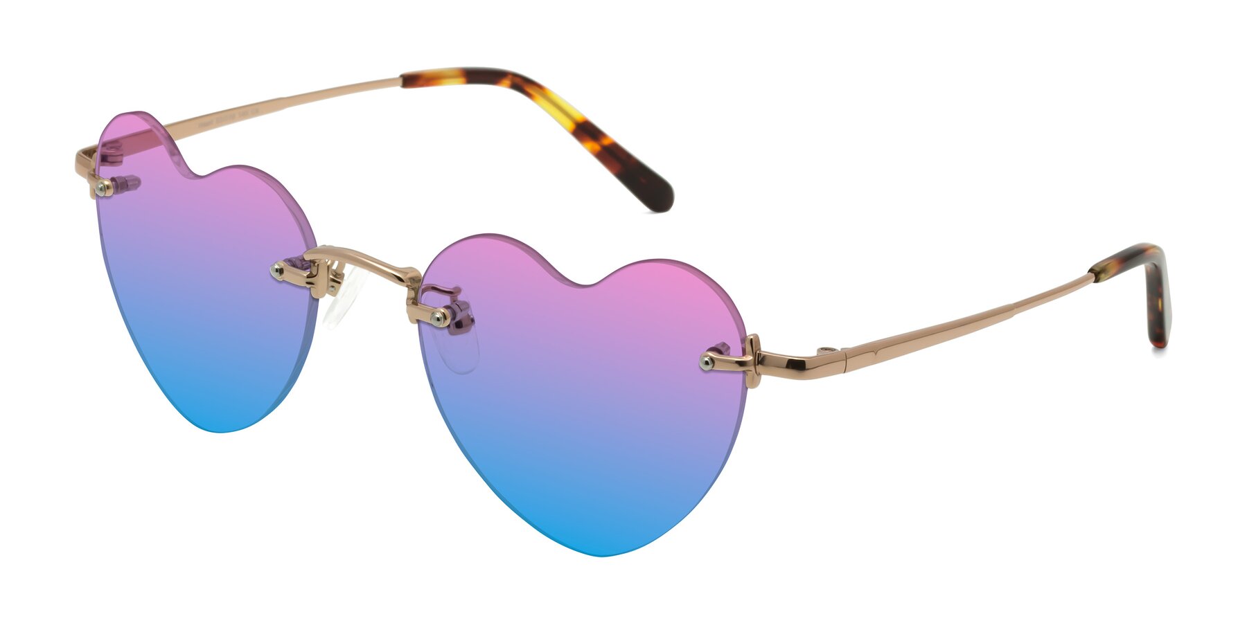 Angle of Heart in Rose Gold with Pink / Blue Gradient Lenses