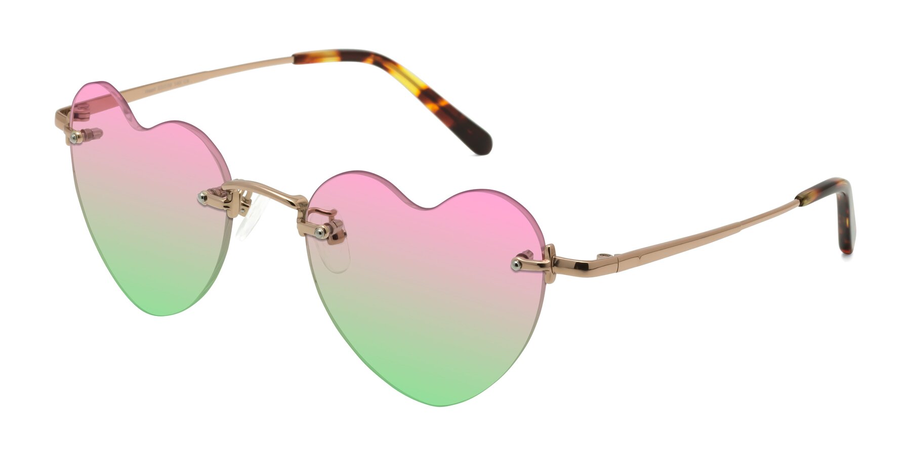 Angle of Heart in Rose Gold with Pink / Green Gradient Lenses