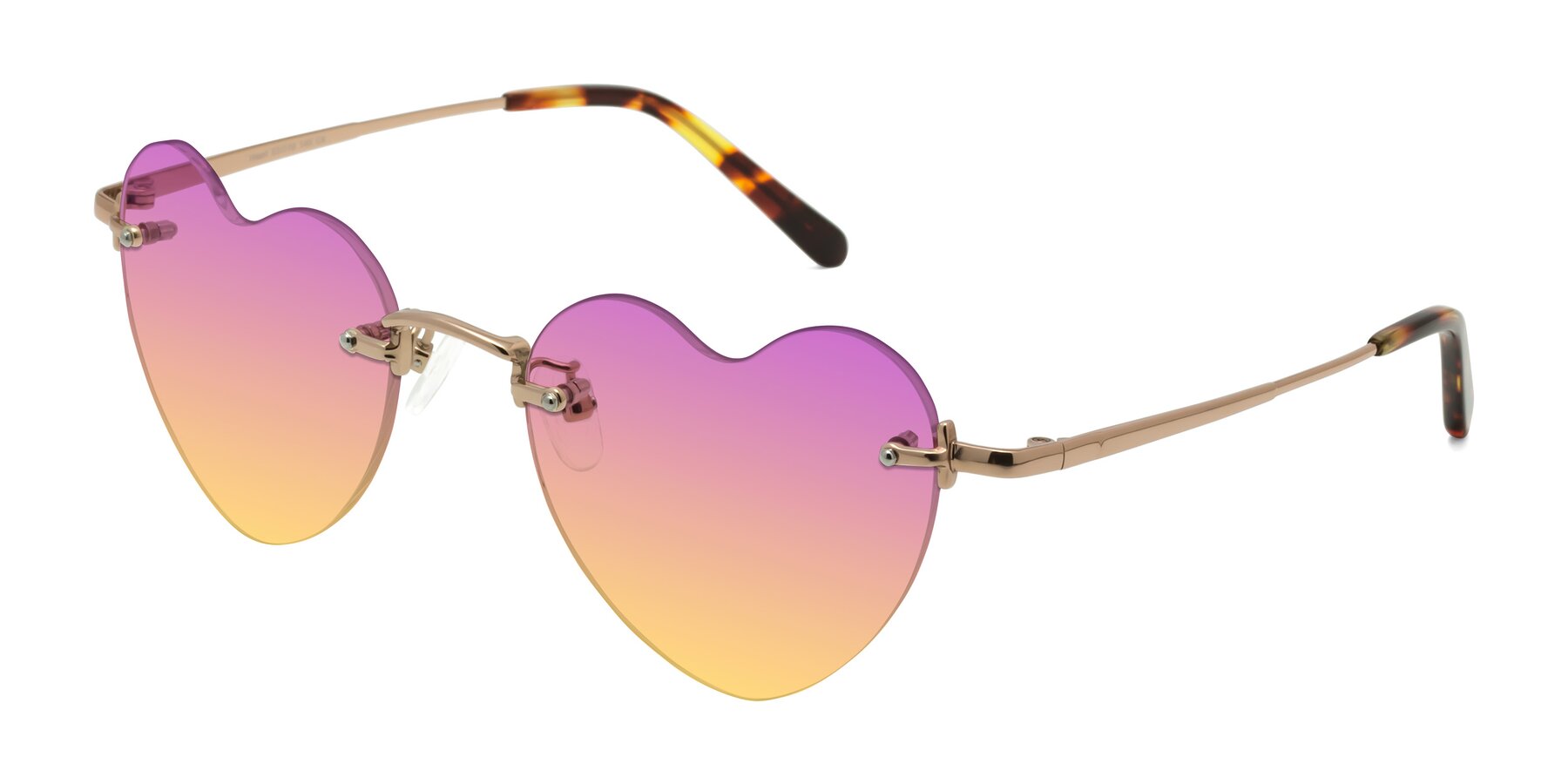 Angle of Heart in Rose Gold with Purple / Yellow Gradient Lenses