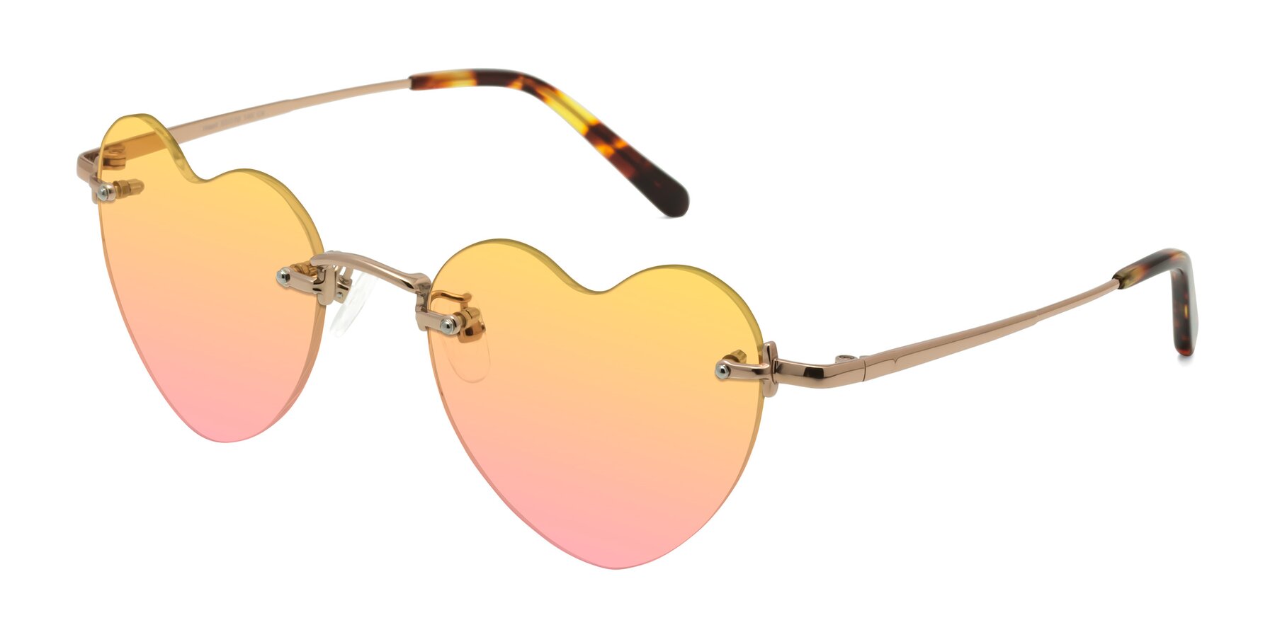 Angle of Heart in Rose Gold with Yellow / Pink Gradient Lenses