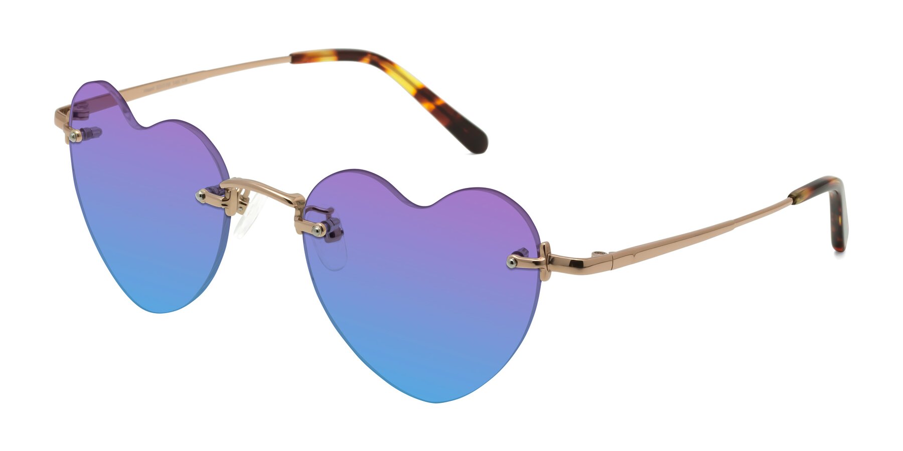 Angle of Heart in Rose Gold with Purple / Blue Gradient Lenses