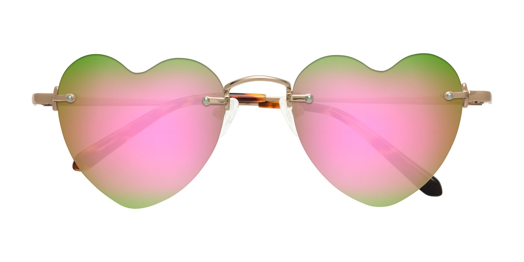 Folded Front of Heart in Rose Gold with Pink Mirrored Lenses