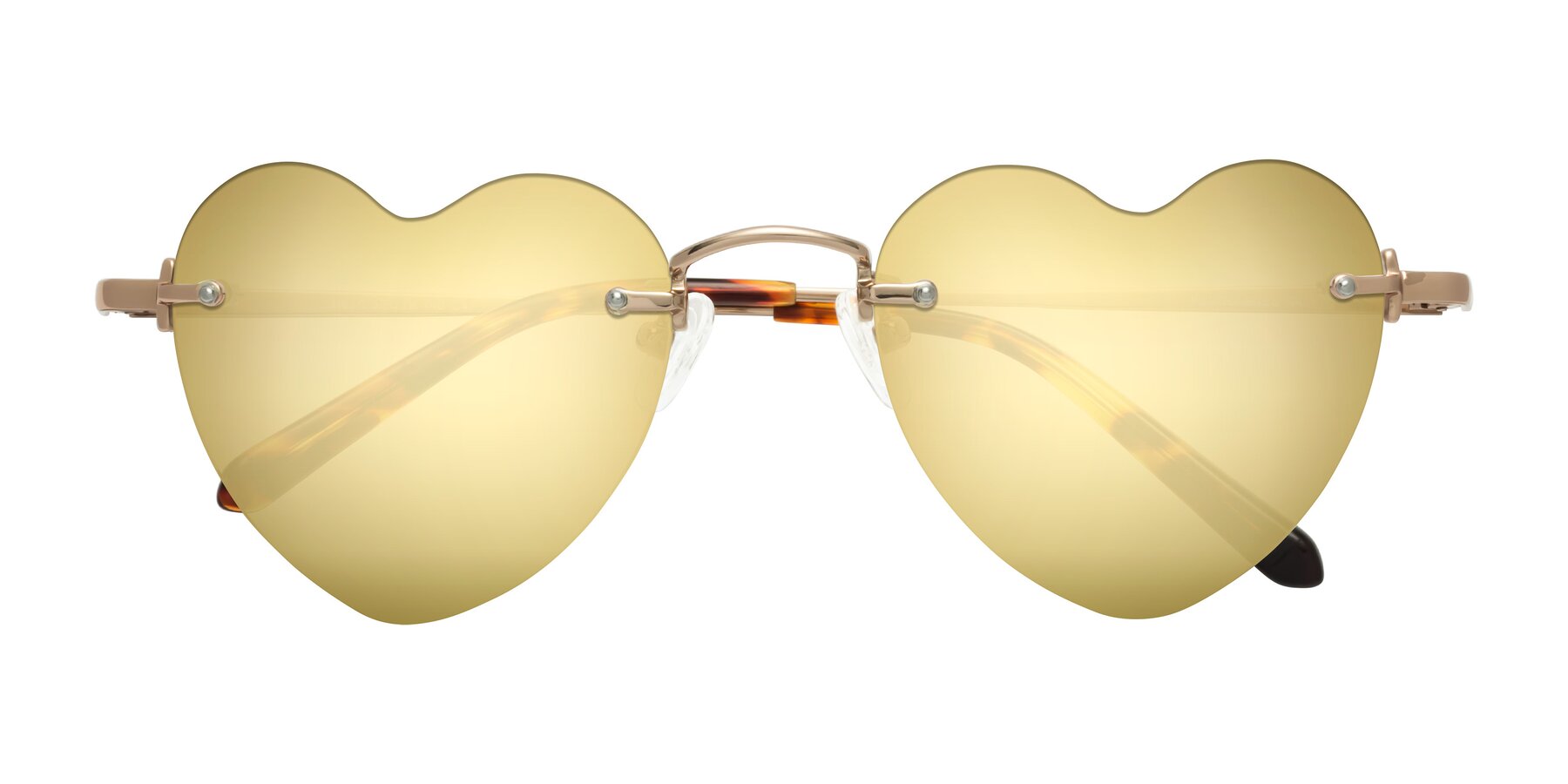 Folded Front of Heart in Rose Gold with Gold Mirrored Lenses