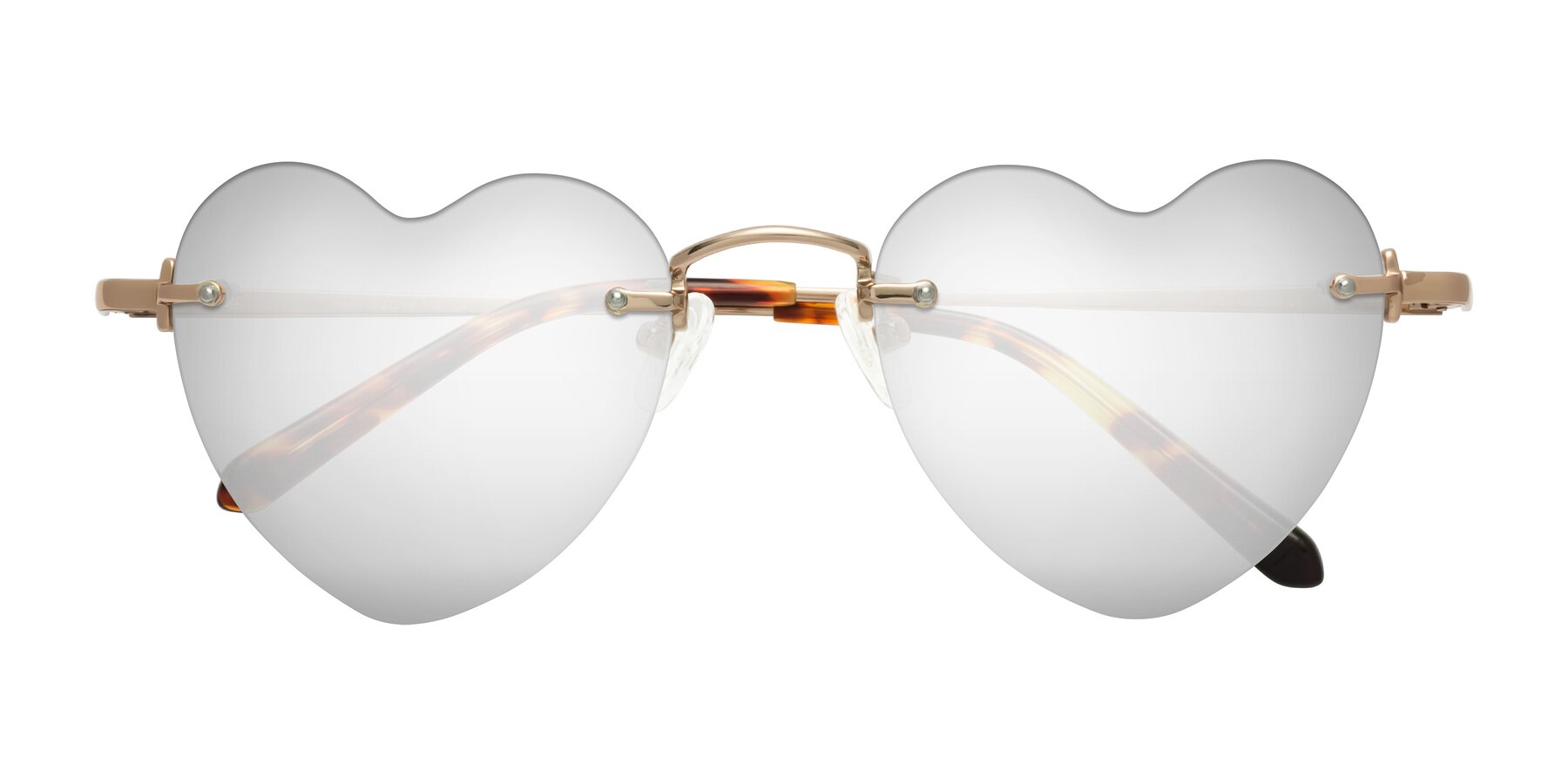 Folded Front of Heart in Rose Gold with Silver Mirrored Lenses