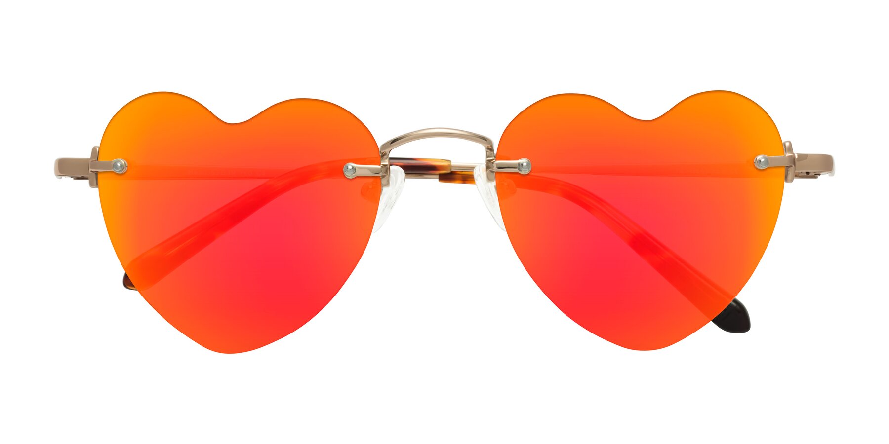 Folded Front of Heart in Rose Gold with Red Gold Mirrored Lenses