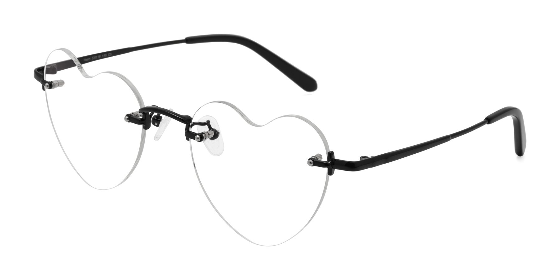 Angle of Heart in Black with Clear Eyeglass Lenses