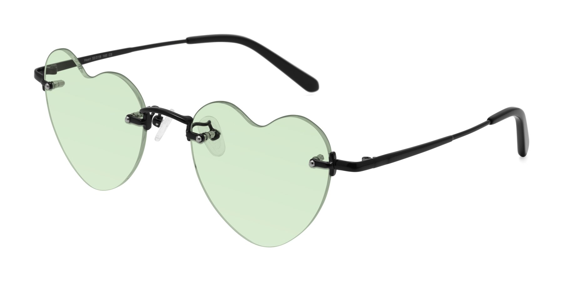 Angle of Heart in Black with Light Green Tinted Lenses