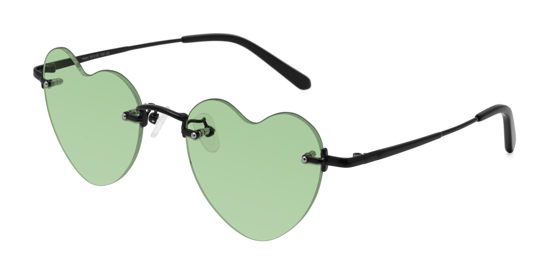 Angle of Heart in Black with Medium Green Tinted Lenses