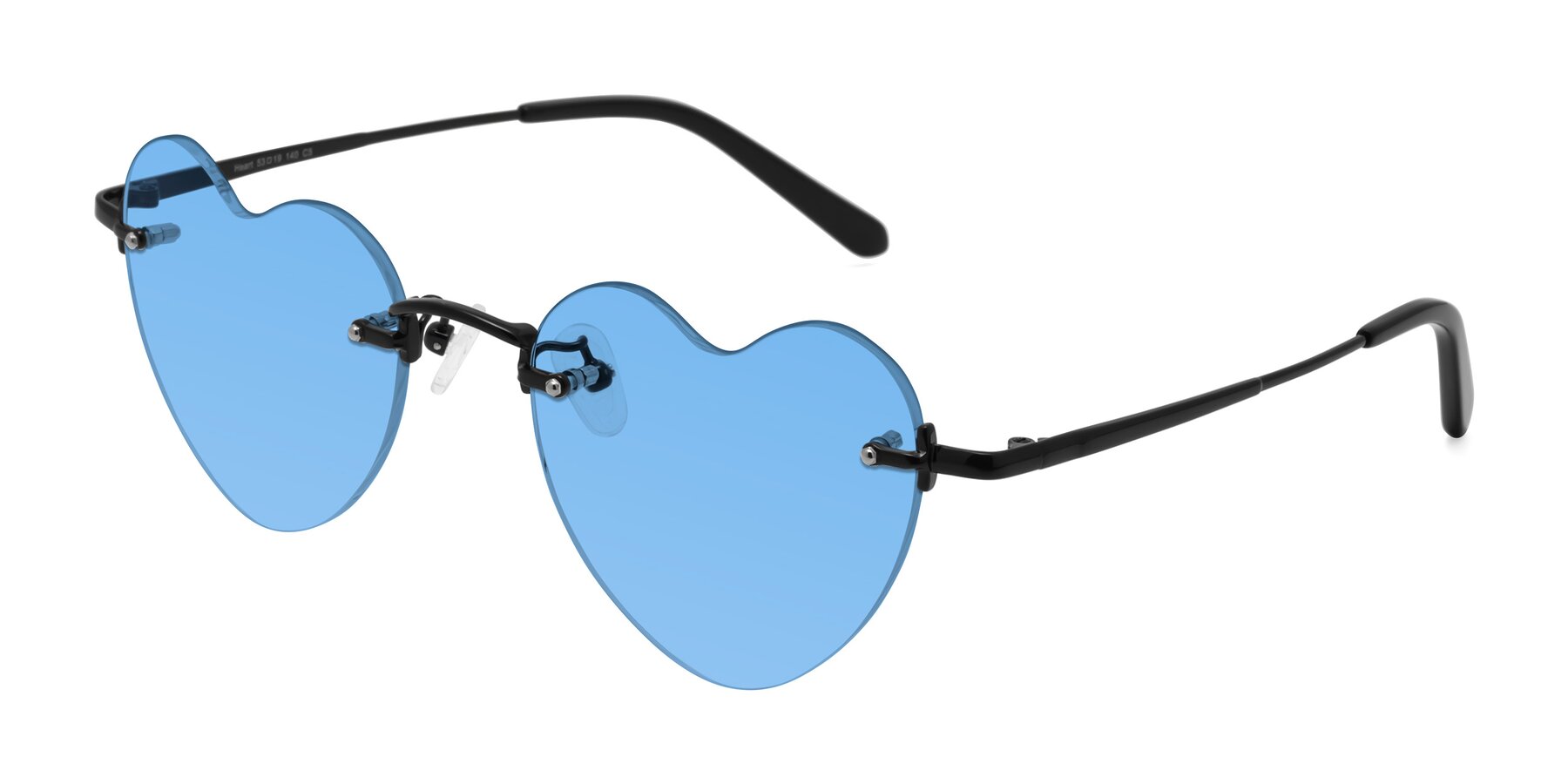 Angle of Heart in Black with Medium Blue Tinted Lenses